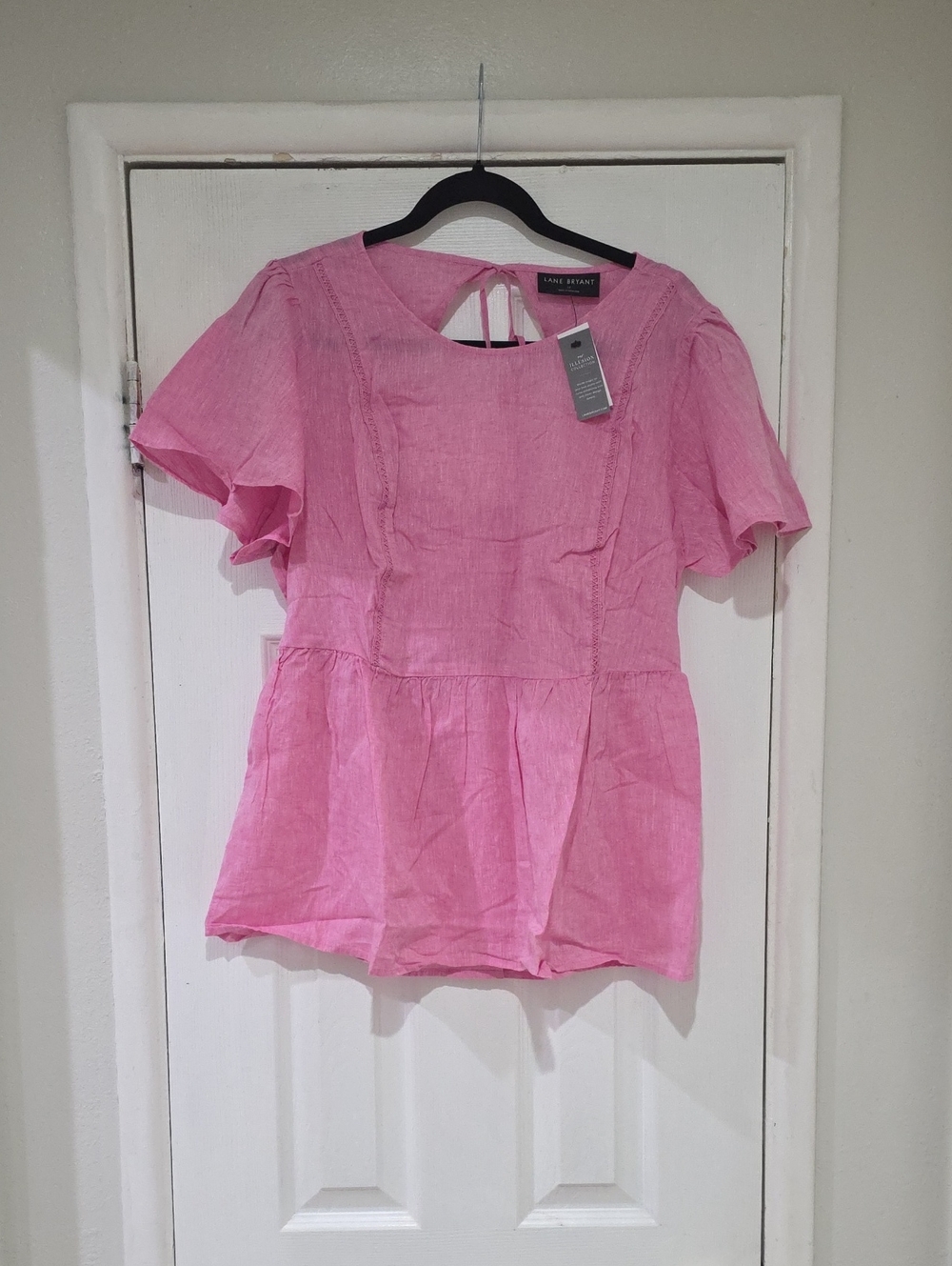 Lane Bryant Pink Tie-Back Peplum Blouse